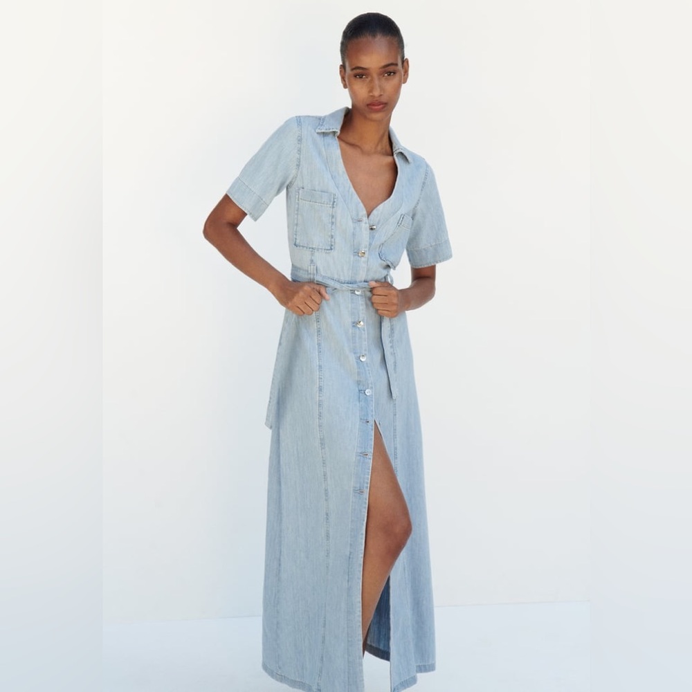 Zara Midi Denim Shirtdress